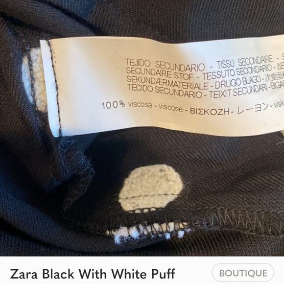 Zara Black Button Up Embroidered Pom Pom Polka Dot Collared Dolman Sleeve Top XS - Picture 14 of 14